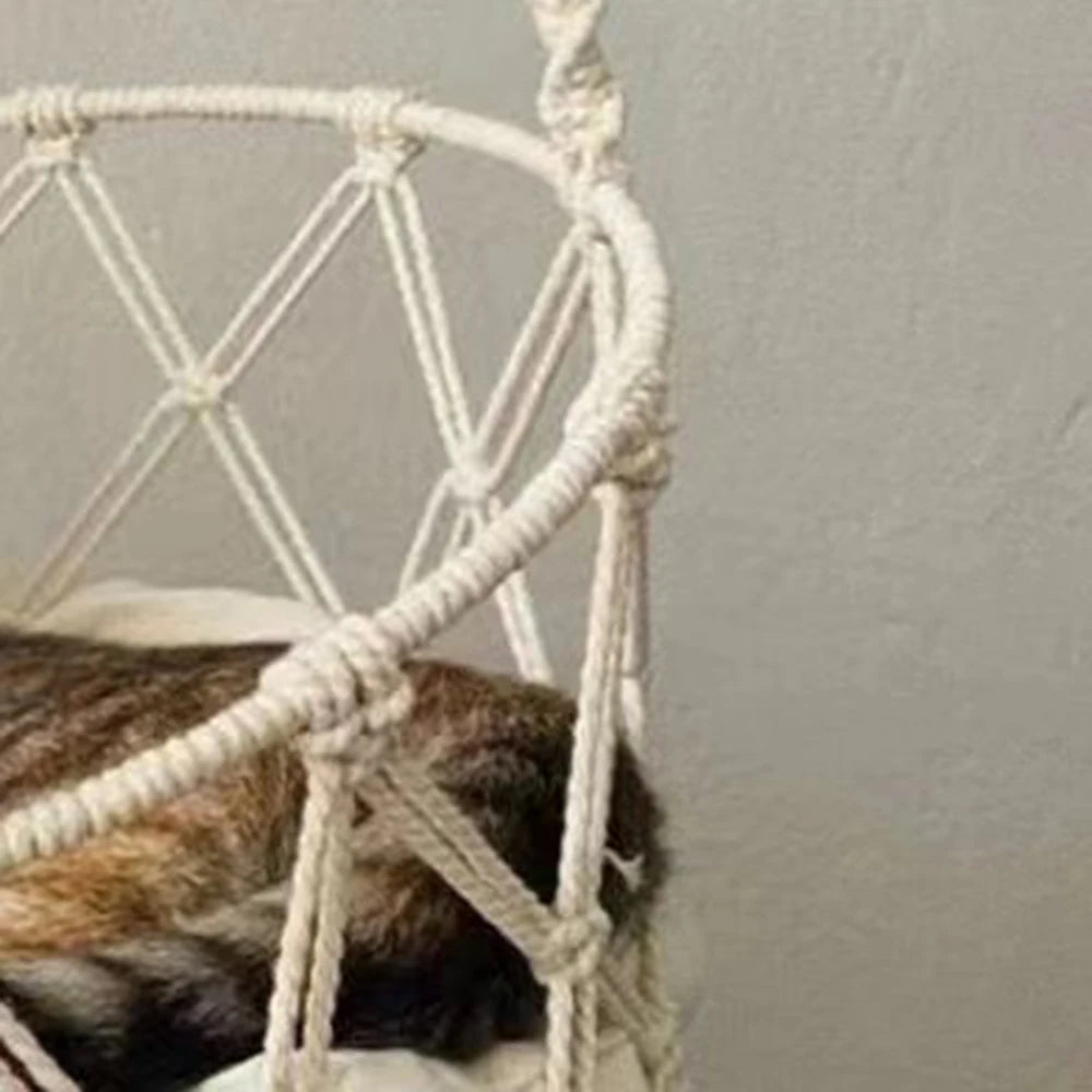1PC Winter Hand-Woven Kitten Hammock Hanging Cat Bed Bohemian Belt Hanging Kit Upholstery Cat Litter
