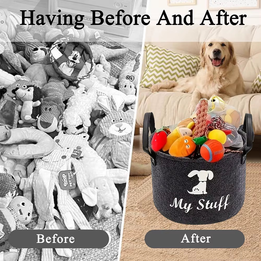 Felt Pet Toy Box Dog Toy Box Pet Toy Storage Basket Used to Organize Pet Toys, Blankets, Belts and Food Organization Basket