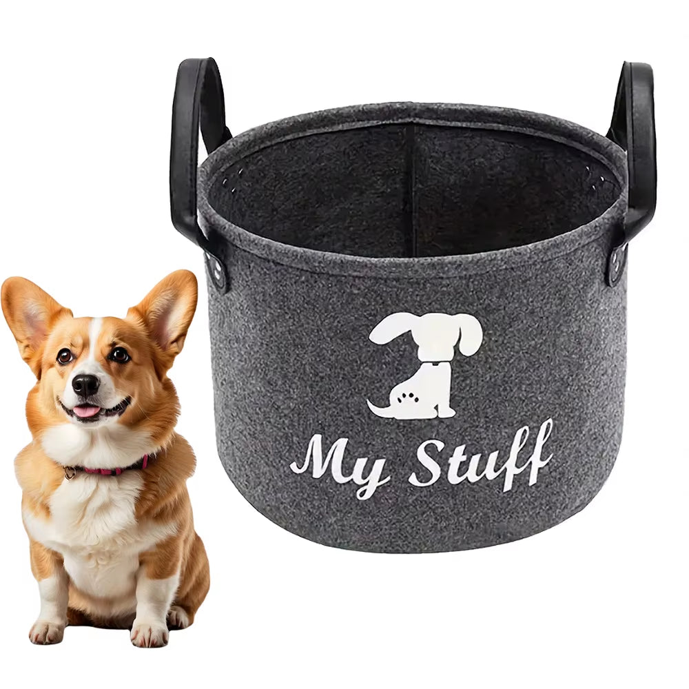 Felt Pet Toy Box Dog Toy Box Pet Toy Storage Basket Used to Organize Pet Toys, Blankets, Belts and Food Organization Basket