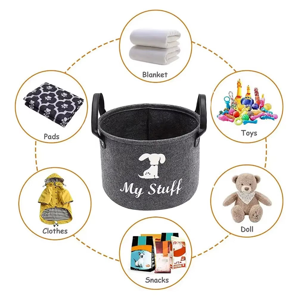Felt Pet Toy Box Dog Toy Box Pet Toy Storage Basket Used to Organize Pet Toys, Blankets, Belts and Food Organization Basket