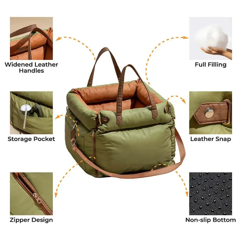 1 Portable Pet Car Seat with Stain and Scratch Protection, Easy to Clean Small to Medium Dog Travel Carrier, Pet Car Kennel