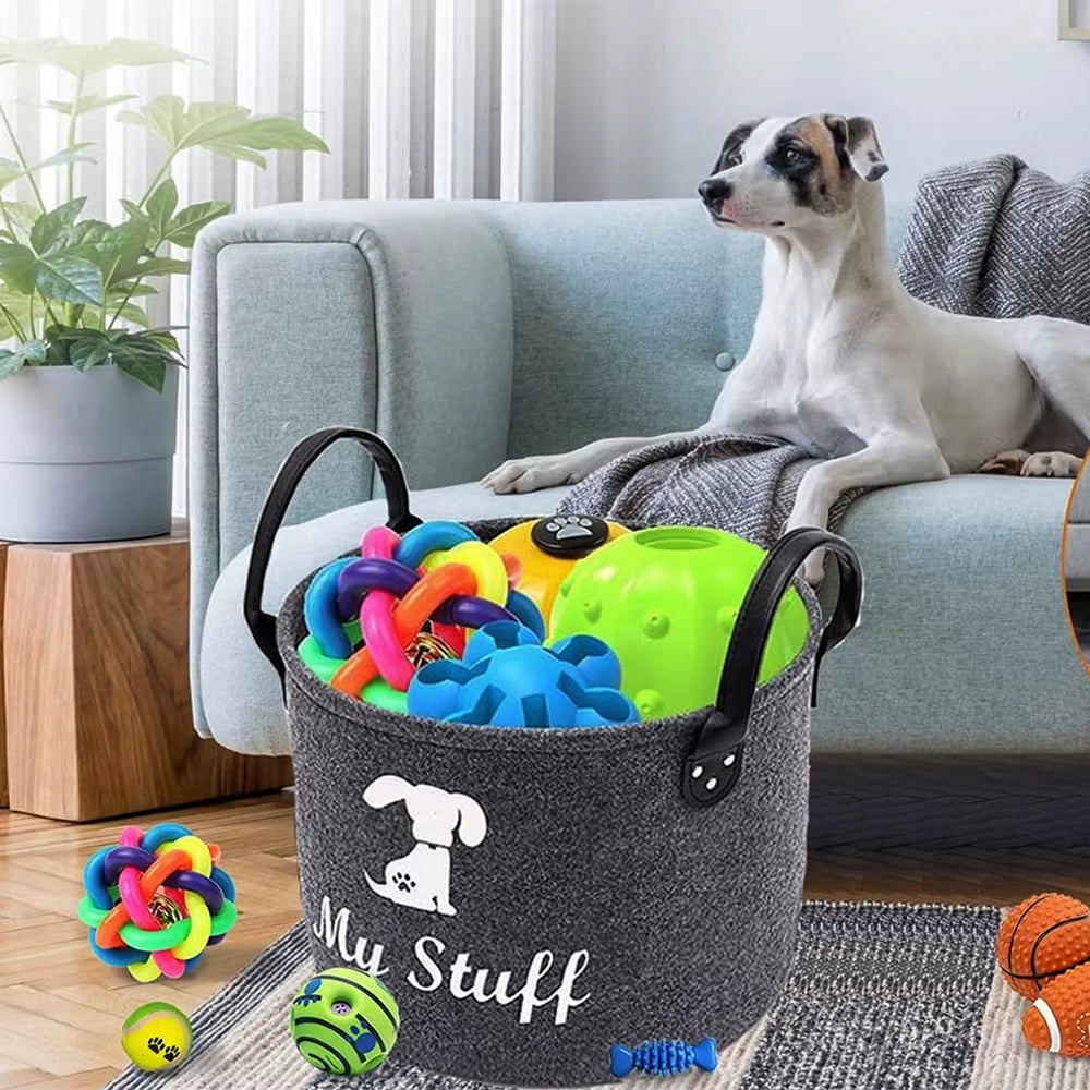Felt Pet Toy Box Dog Toy Box Pet Toy Storage Basket Used to Organize Pet Toys, Blankets, Belts and Food Organization Basket
