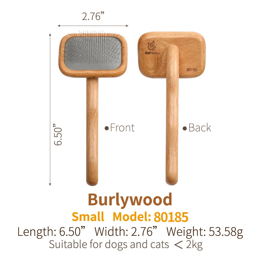 Fenice Pet Grooming Comb Wooden Handle Needle Comb for Hair Pet Brush Beauty Brush Dog Accessories