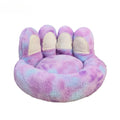 Round Dog Bed Fluffy Rabbit Fur Pet Bed Winter Warm Cat Bed Labubu Bear Paw Design Cat House Cat Bed Pet Supplies Dog Kennel