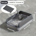 Extra Large Stainless Steel Cat Litter Box with Lid - Enclosed Litterpan High-Sided Resistant Leak-Proof Cat Litter Mat