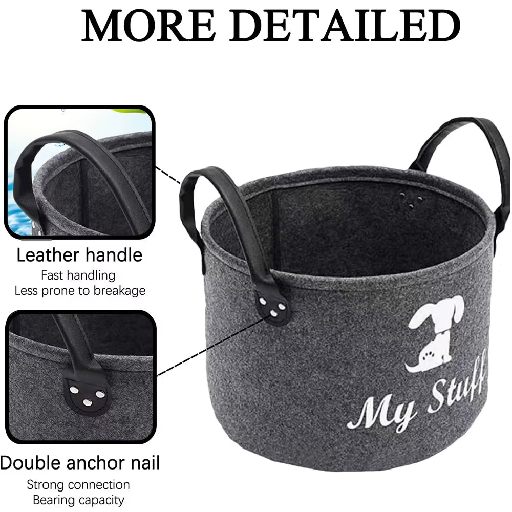 Felt Pet Toy Box Dog Toy Box Pet Toy Storage Basket Used to Organize Pet Toys, Blankets, Belts and Food Organization Basket