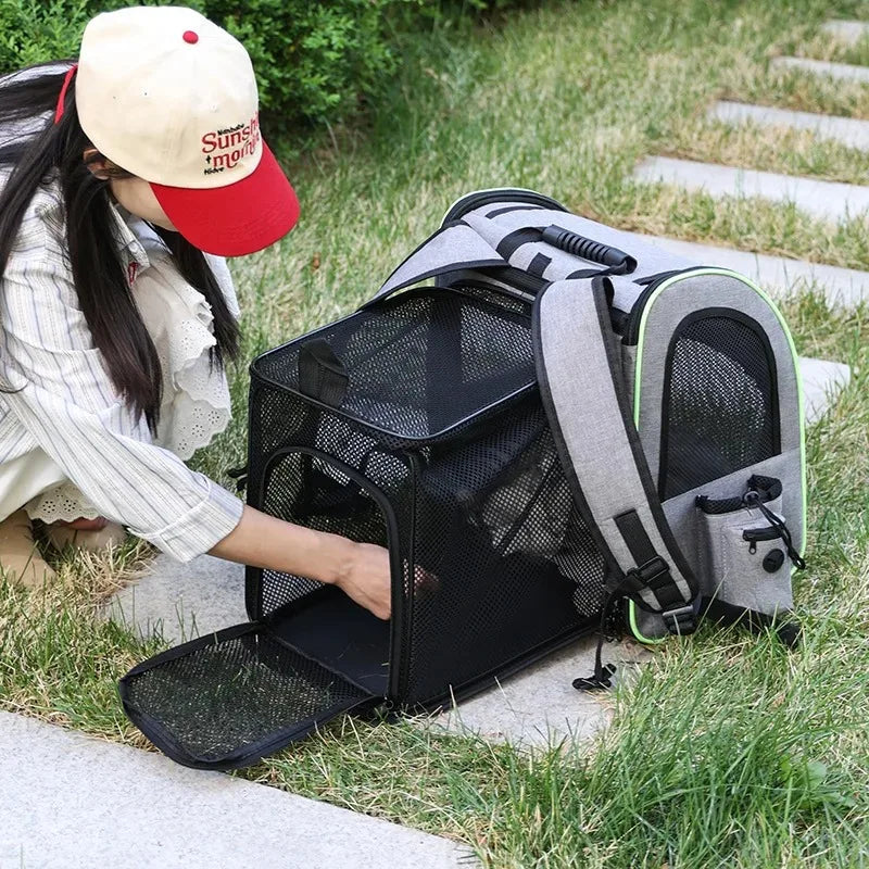 Cat Carrier Backpacks Expandable Cat Backpack with Shade Cover, Breathable Mesh Pet Carrier Backpack Bag for Travel Hiking Campi